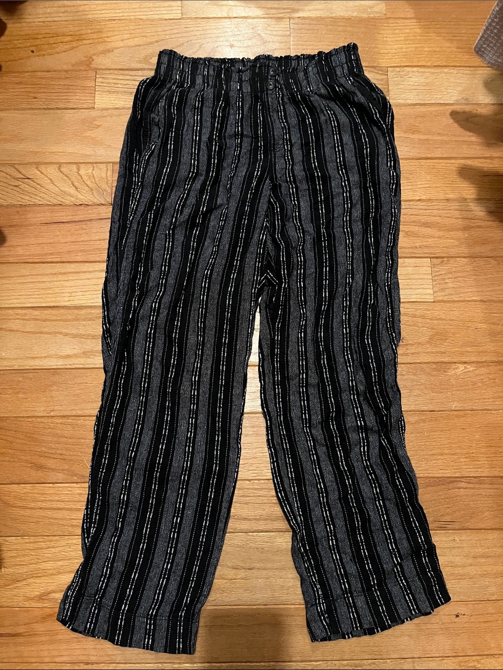 Linen blend Black & white boho Pants